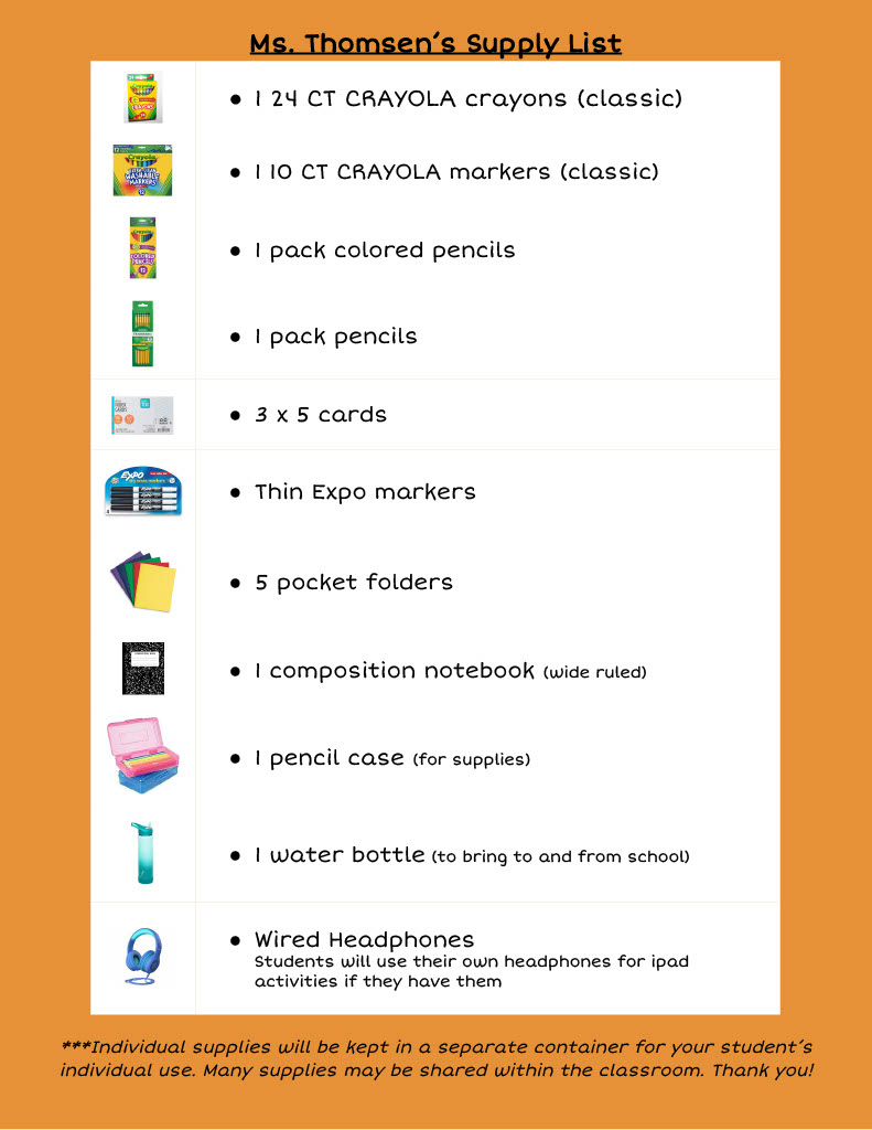 3rd Grade Supply List - Thomsen